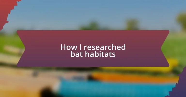 How I researched bat habitats