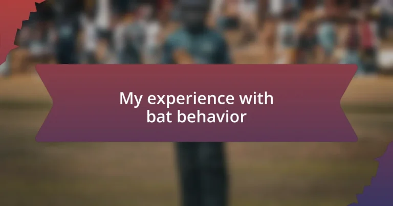 My experience with bat behavior