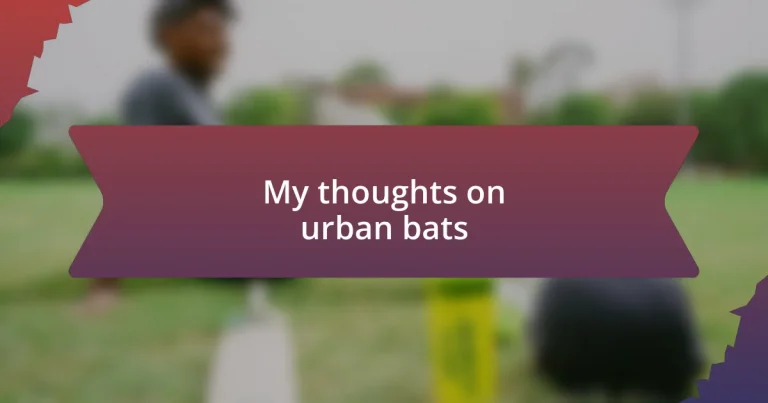 My thoughts on urban bats