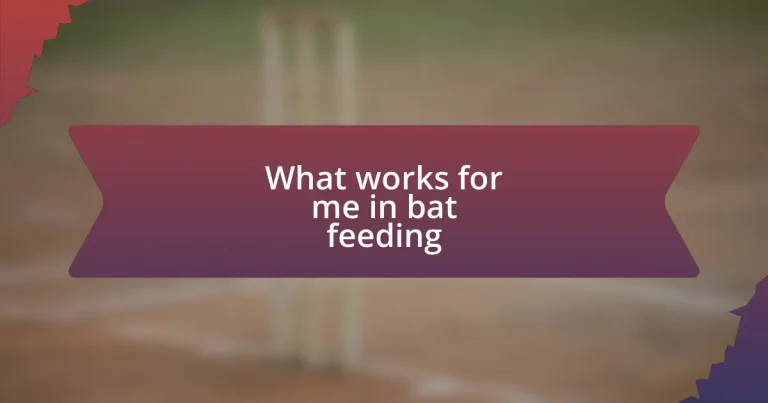 What works for me in bat feeding