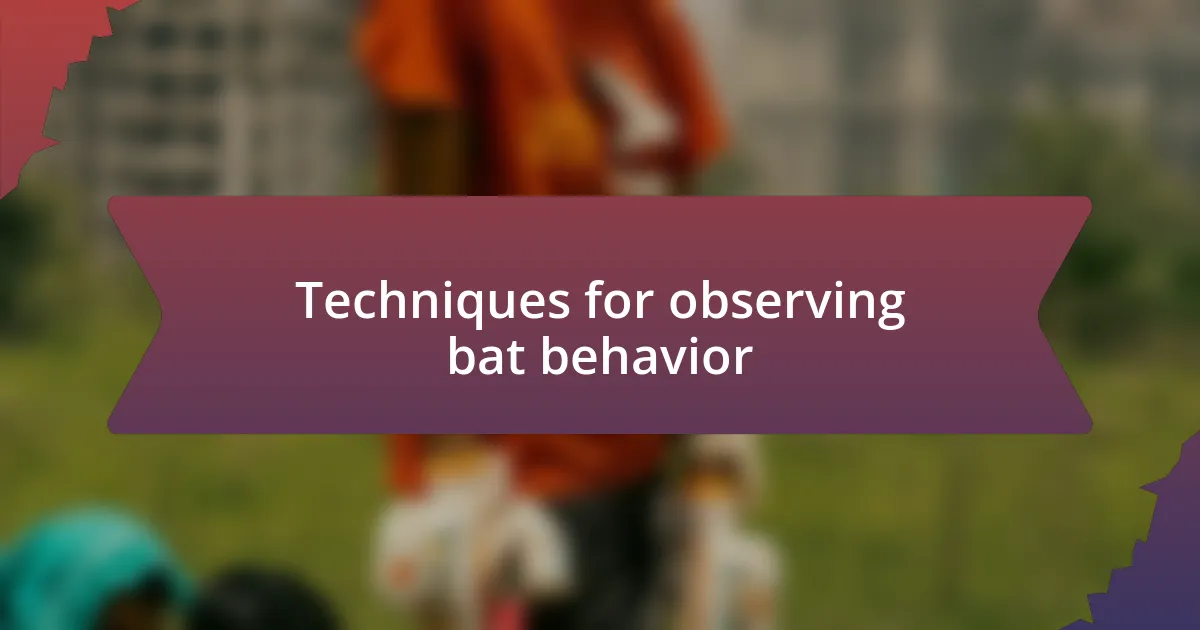 Techniques for observing bat behavior