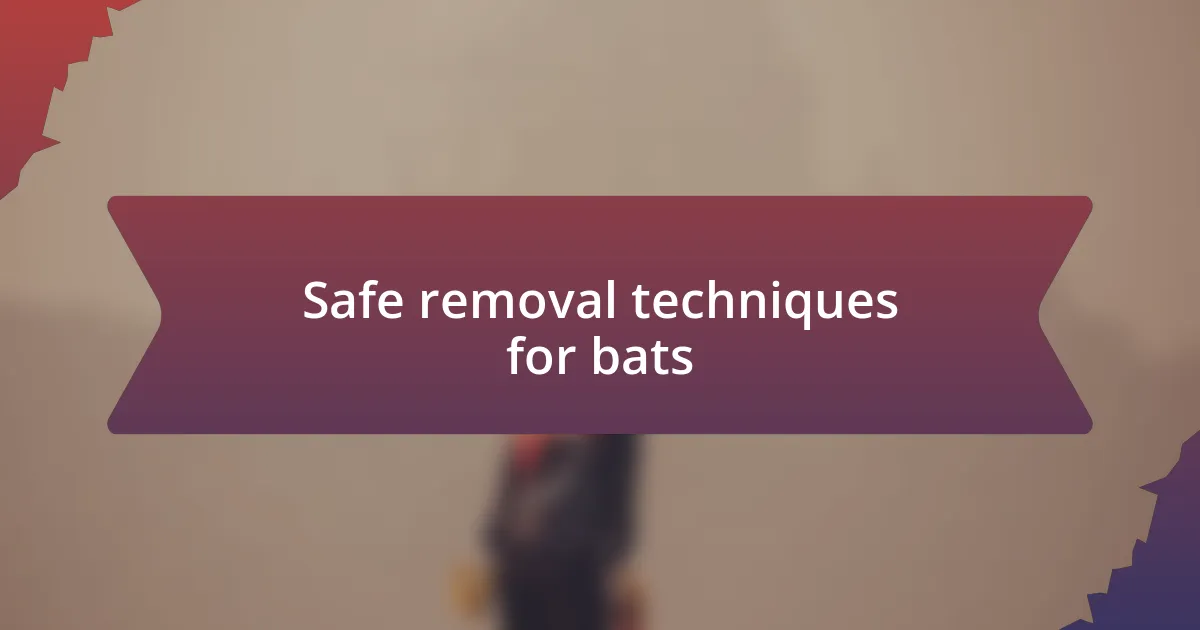 Safe removal techniques for bats