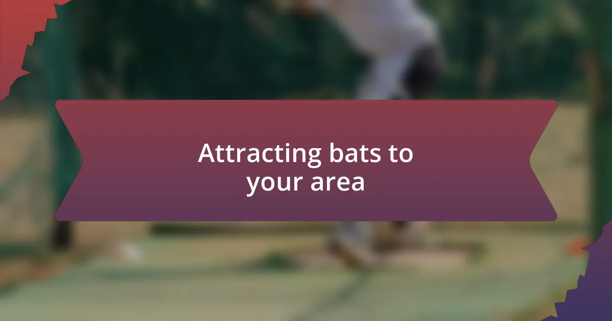 Attracting bats to your area