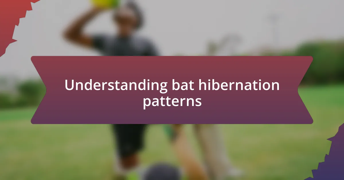 Understanding bat hibernation patterns