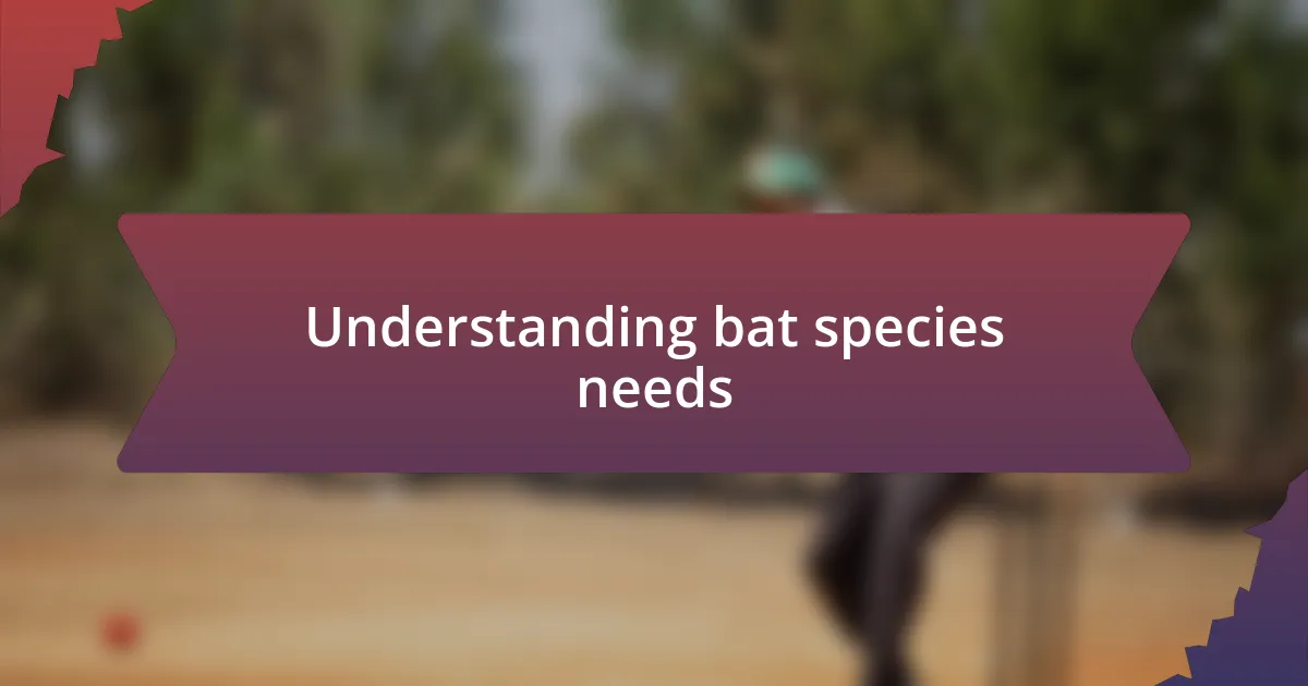 Understanding bat species needs