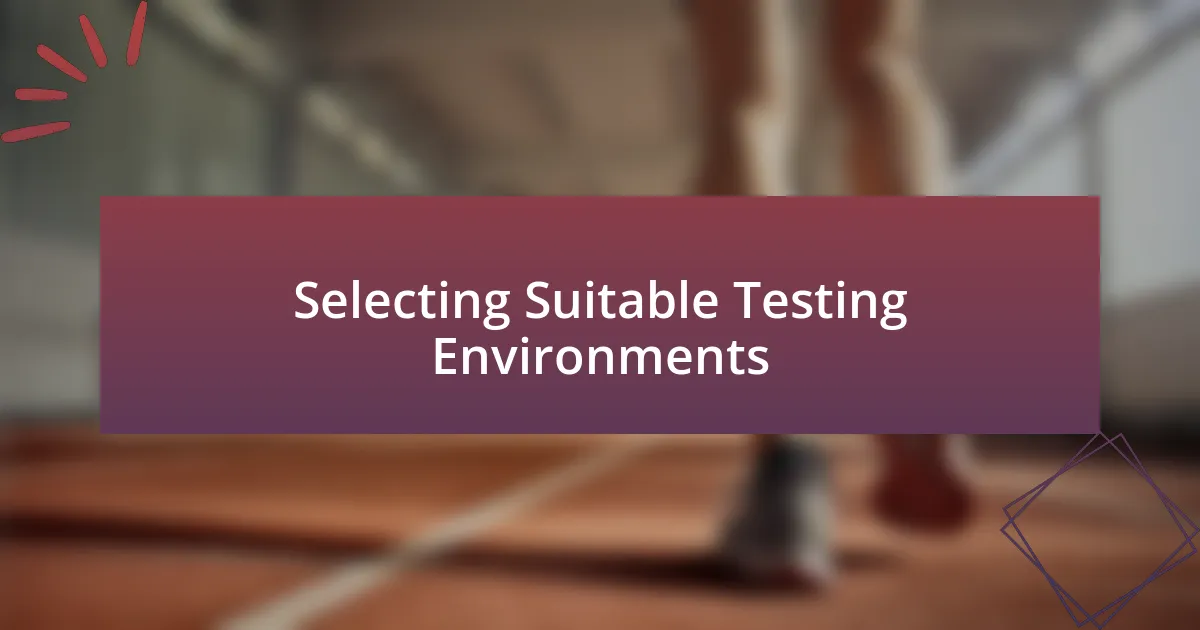 Selecting Suitable Testing Environments