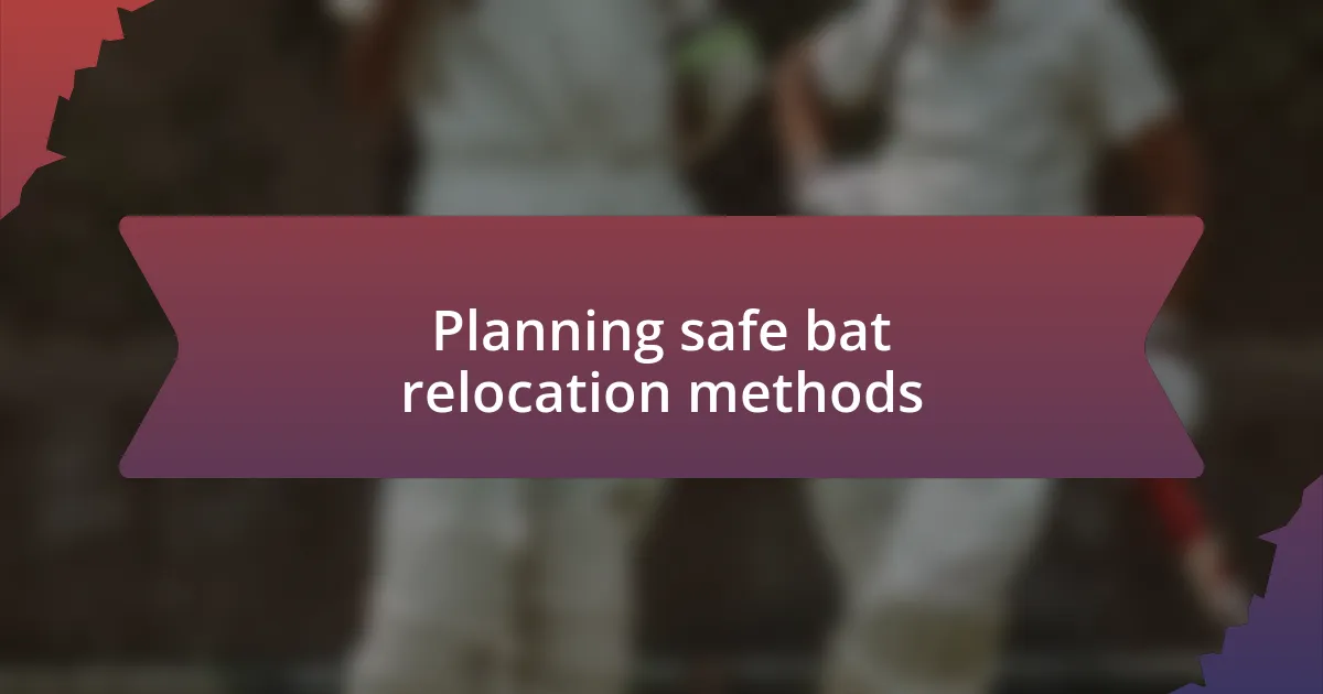 Planning safe bat relocation methods