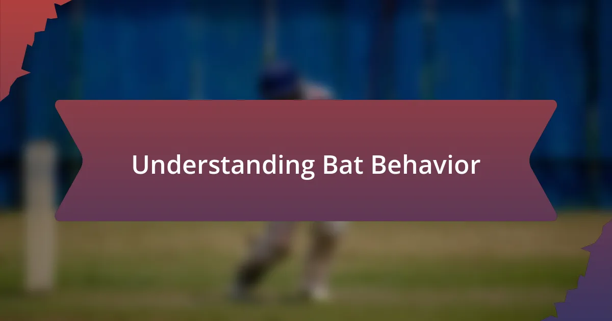 Understanding Bat Behavior