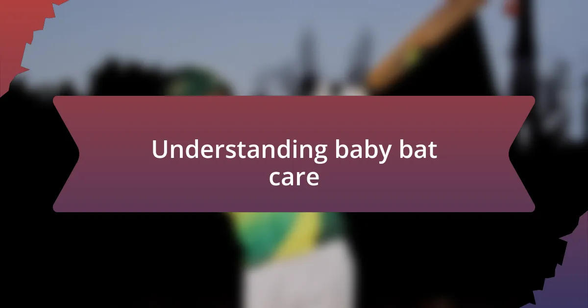 Understanding baby bat care