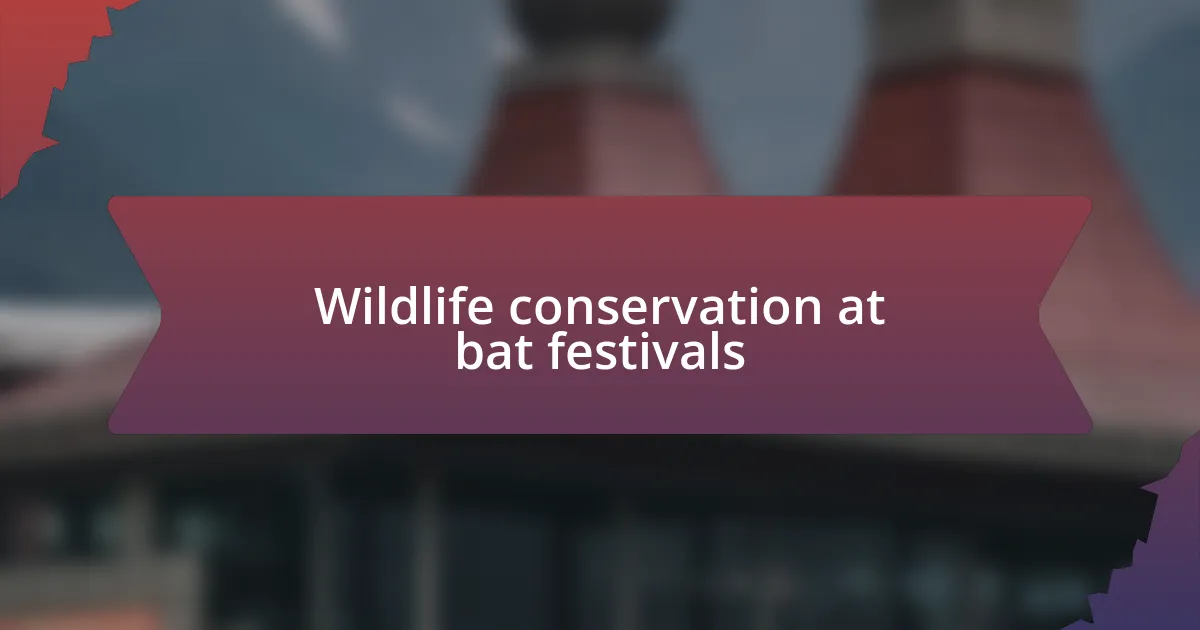 Wildlife conservation at bat festivals