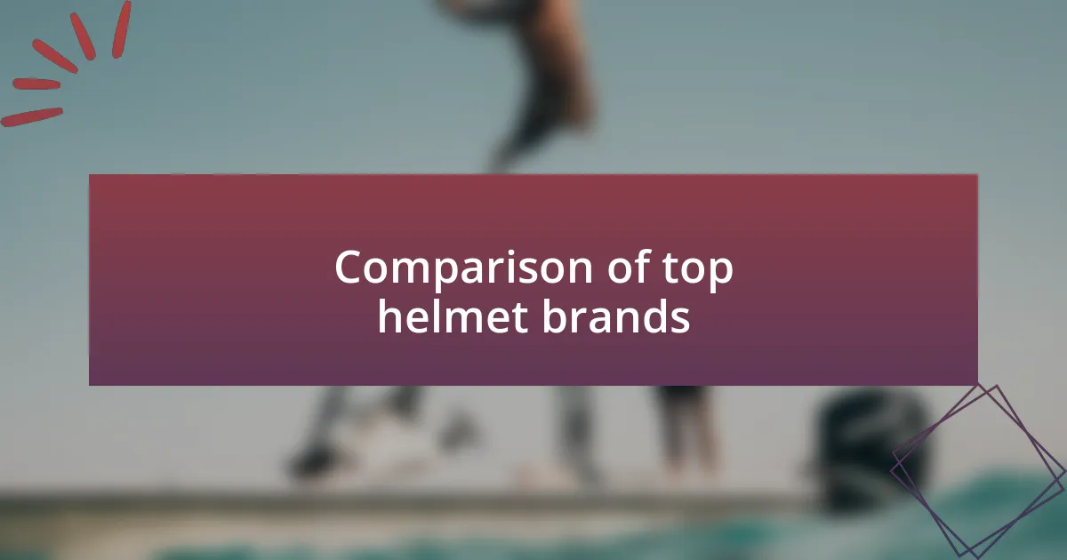 Comparison of top helmet brands