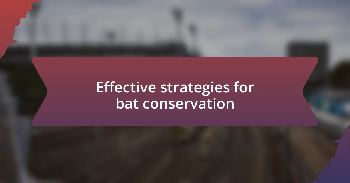 Effective strategies for bat conservation