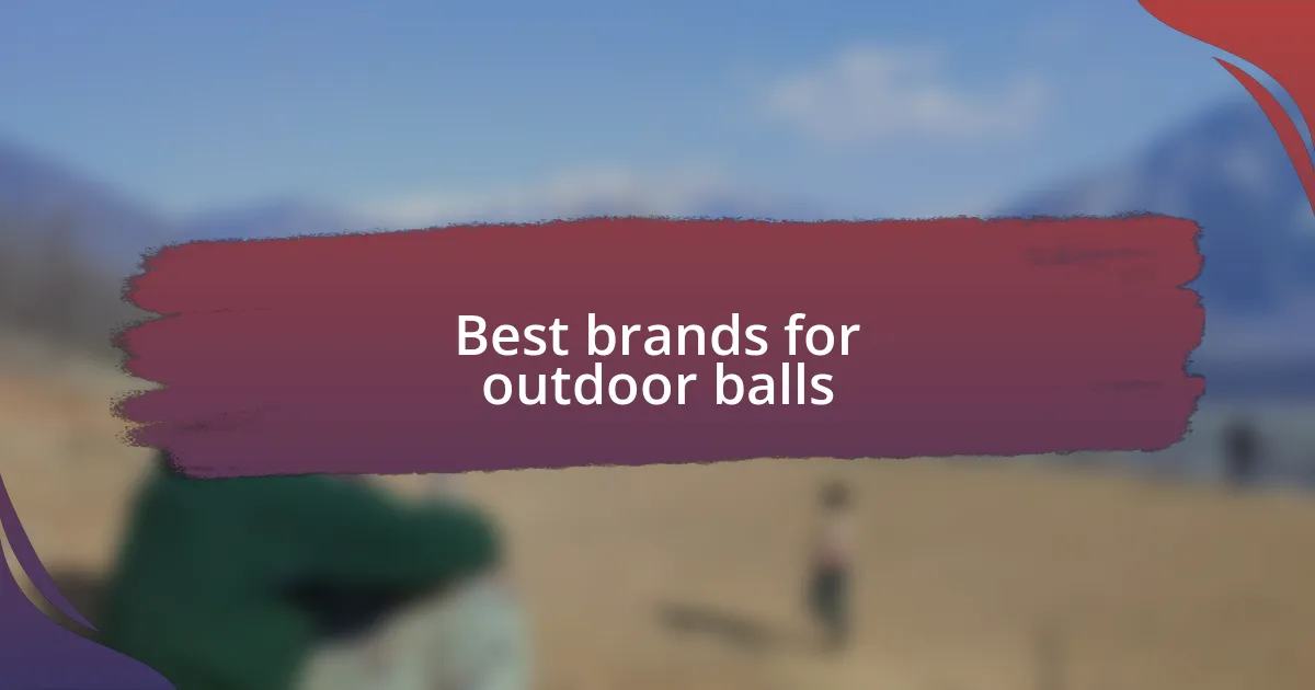 Best brands for outdoor balls