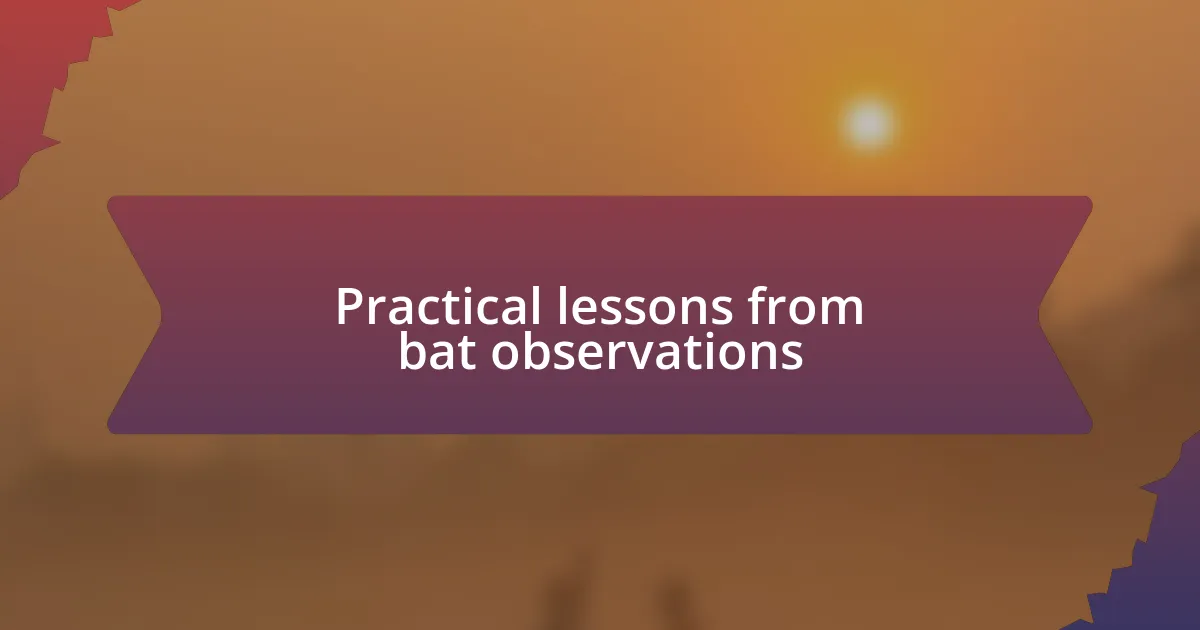 Practical lessons from bat observations