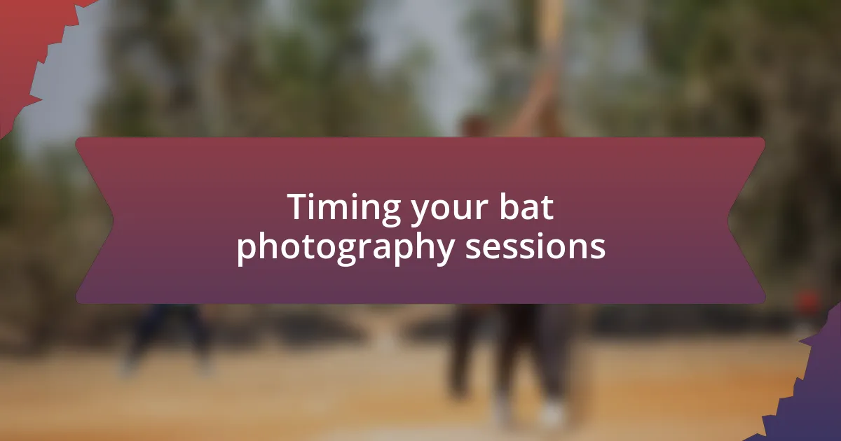 Timing your bat photography sessions